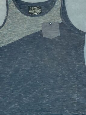 Broken Threads Men’s Two-Tone Navy Heather Tank with Chest Pocket